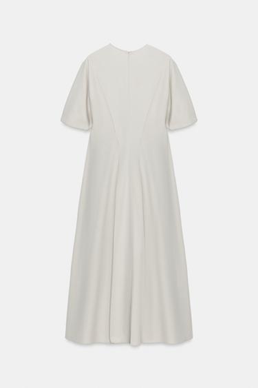 ZW COLLECTION POPLIN PLEATED DRESS - Light grey by Zara - Image 4