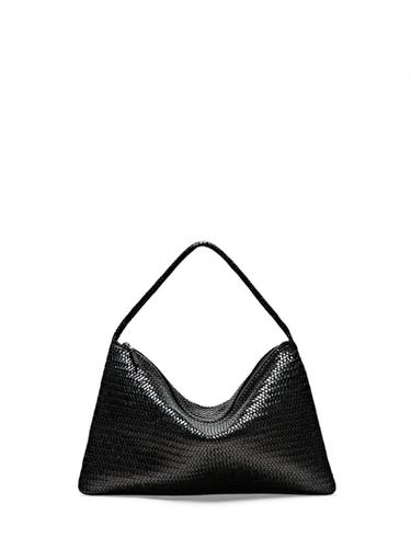 Grand sac satchel tressé en cuir nappa - Noir de Zara