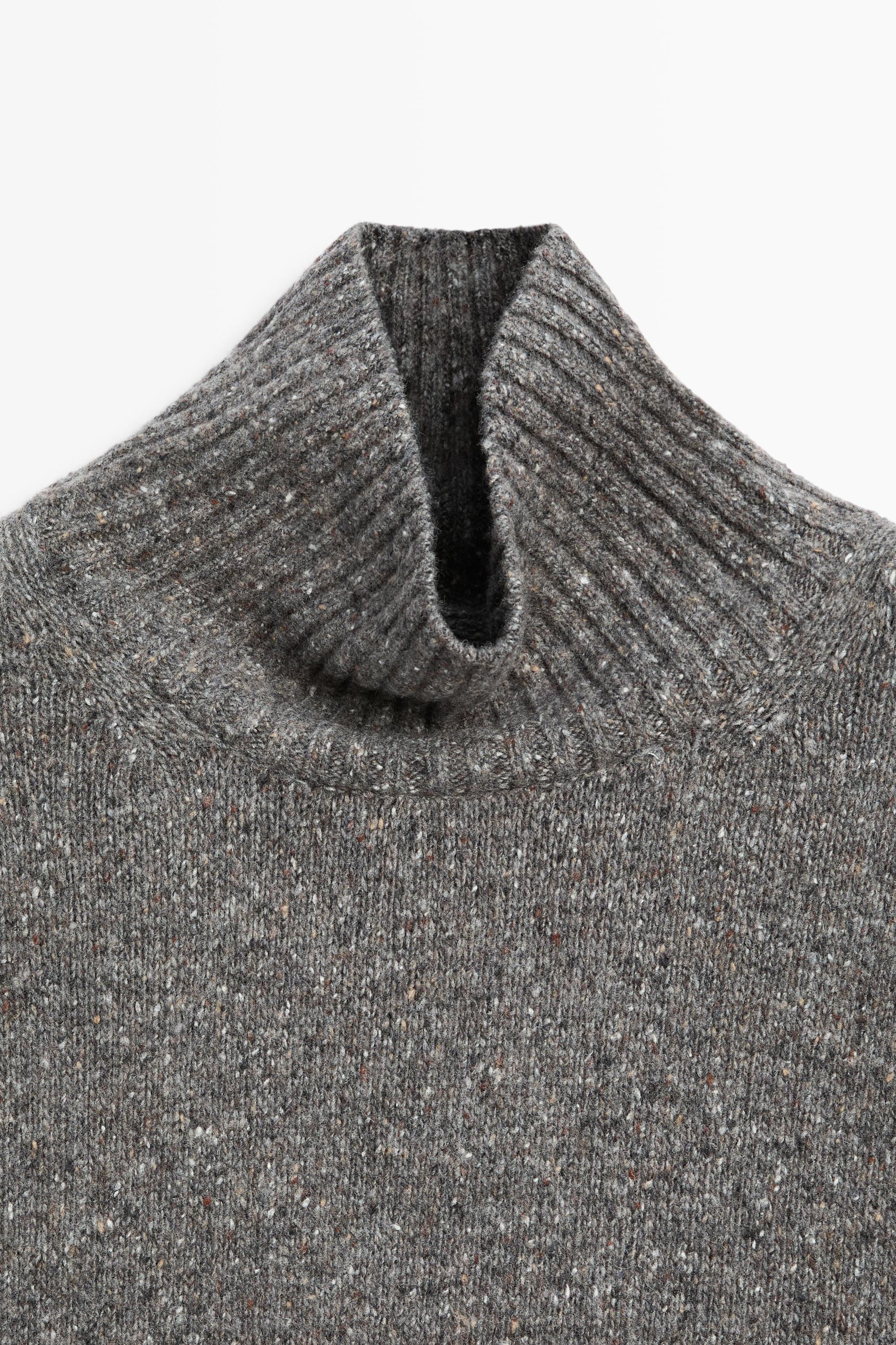 Wool blend turtleneck knit sweater