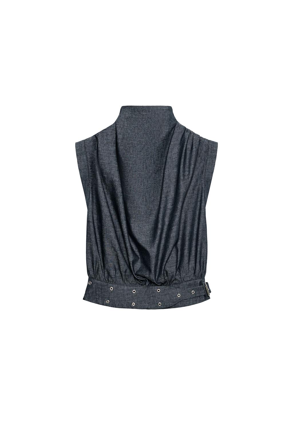 LINEN BUCKLE STUD TOP - image 3
