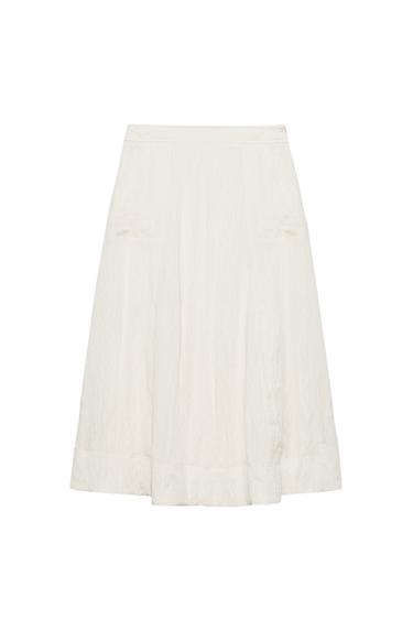 FALDA MIDI EFECTO ARRUGADO - Crudo de Zara