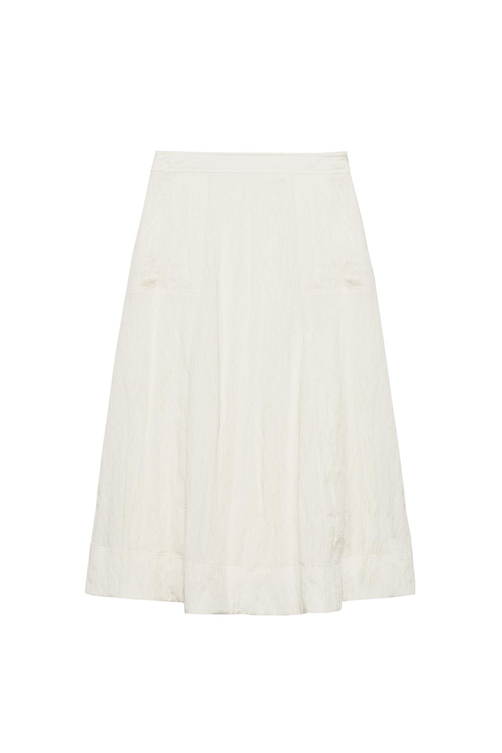 WRINKLED-EFFECT MIDI SKIRT