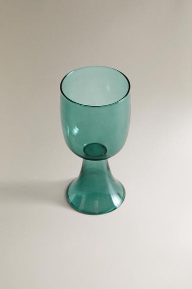 GRAND VERRE À PIED BOROSILICATE COULEUR X COLLAGERIE - Vert de Zara - Image 1