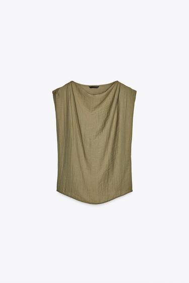 BLUSA MANGA SISA - Khaki oscuro de Zara