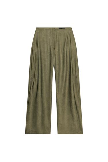 CALÇAS FLUIDAS ZW COLLECTION - Verde-azeitona-escuro da Zara