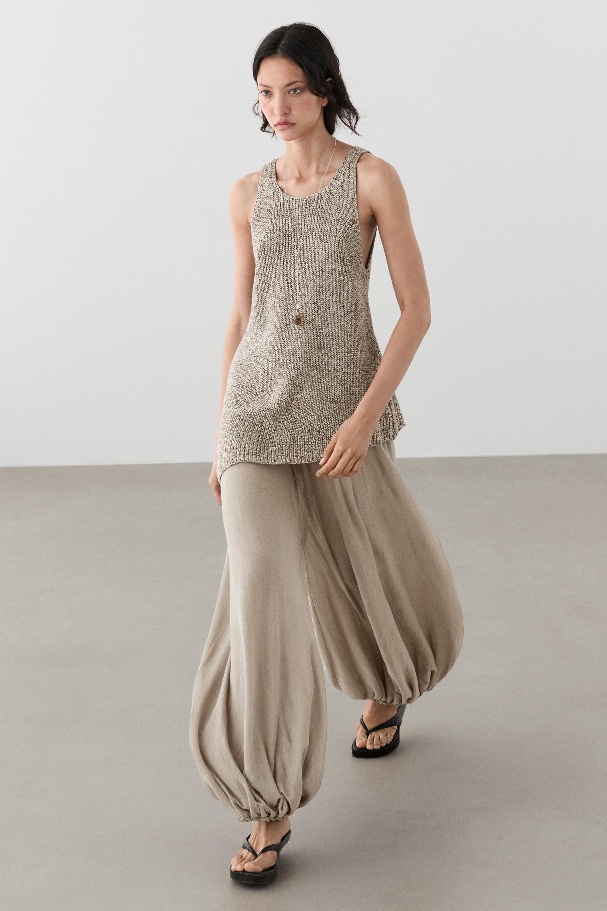 Sarouel trousers with wide waistband