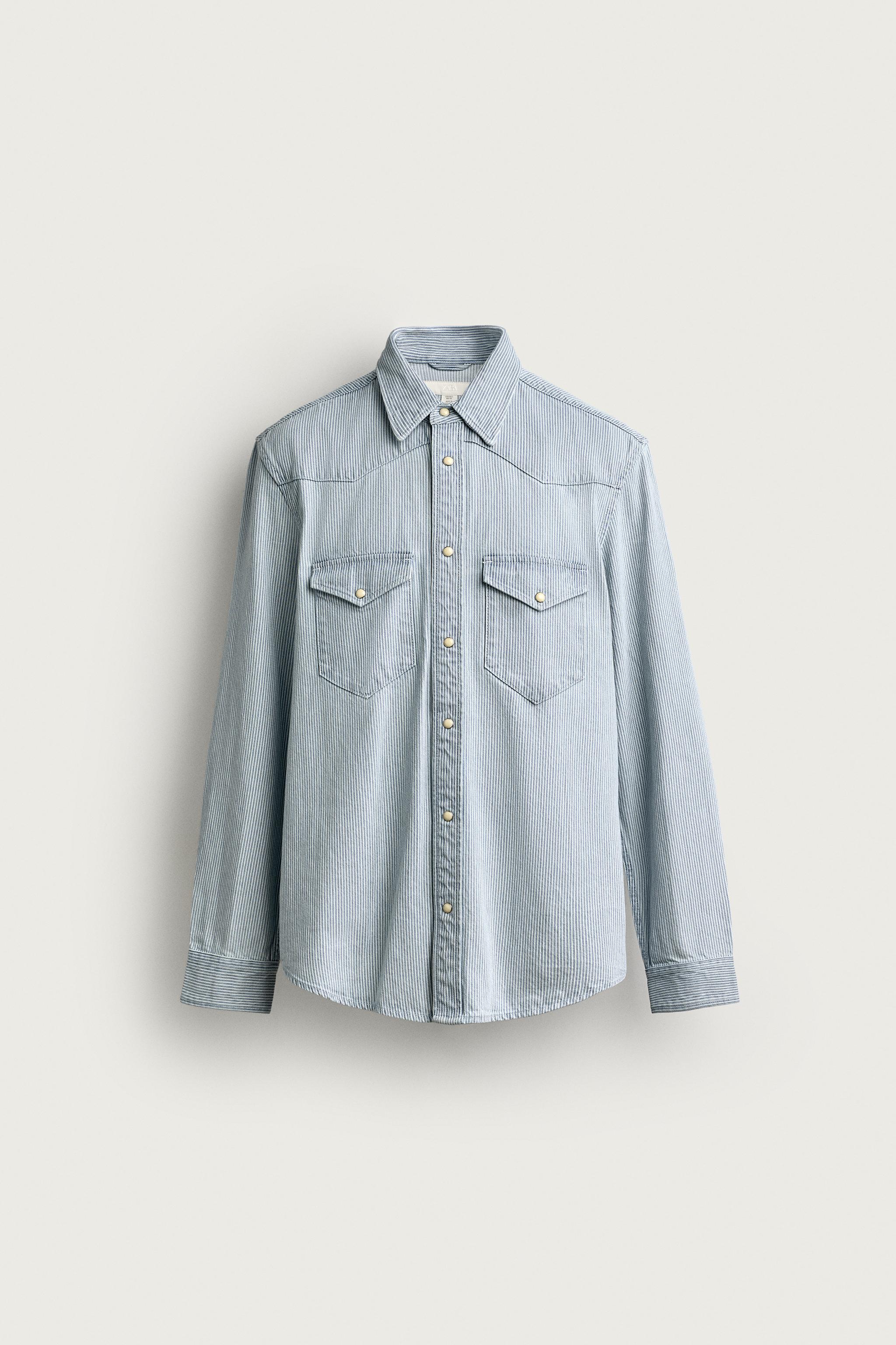 Zara REGULAR FIT WESTERN DENIM GÖMLEK görsel 8
