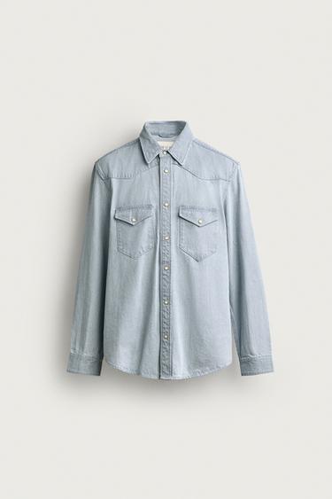 Zaras WESTERNDENIMSKJORTA I REGULAR FIT - Ränder