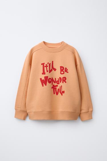 MOLETOM ESTAMPADO COM TEXTO - Laranja da Zara