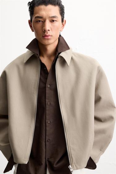 CONTRAST RELAXED FIT JACKET - Taupe grey by Zara - Image 3