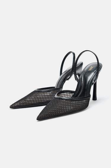 CHAUSSURES À TALONS EN RÉSILLE - Noir de Zara - Image 3