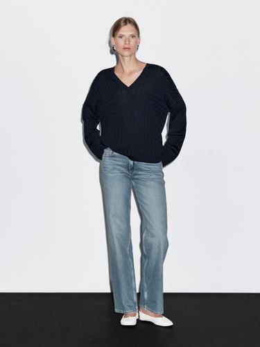 Zara Low-rise straight-leg jeans - Aquamarine - Image 0