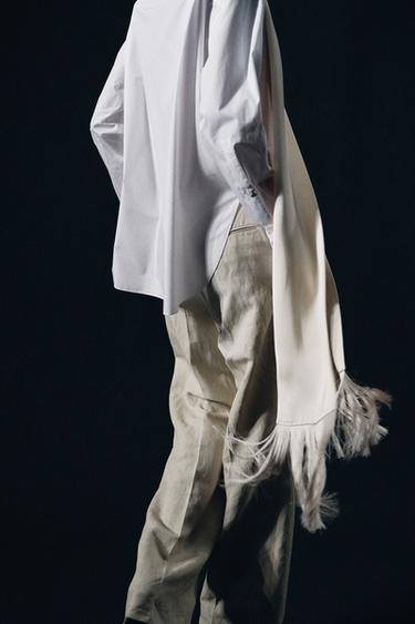 ZW COLLECTION FRINGED POCKET SQUARE SHIRT - White by Zara - Image 4