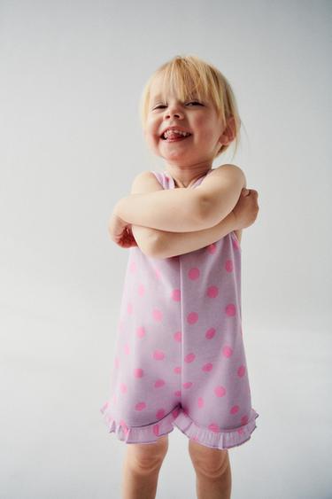 Zara RUFFLED PRINT JUMPSUIT - Mauve