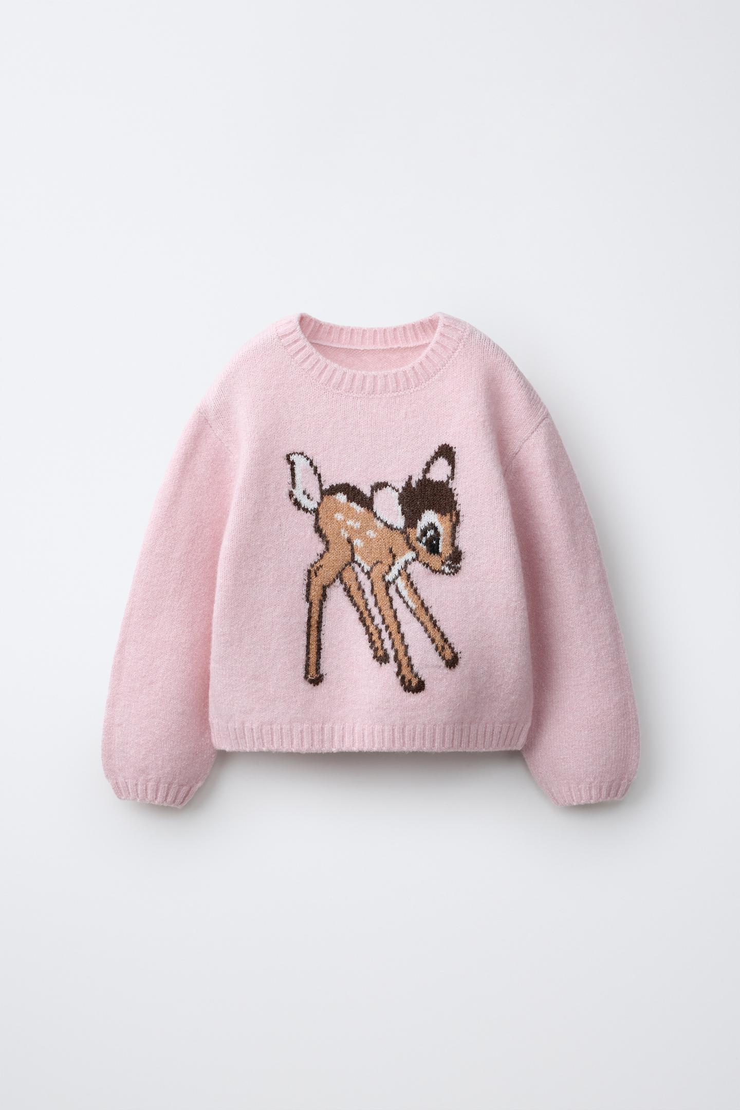 Детский свитер Zara Bambi © Disney Knit, цвет: Розовый — фото 2