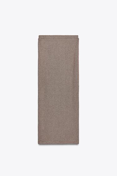 JUPE DROITE EN MAILLE AJOURÉE - Marron / Écru de Zara - Image 4