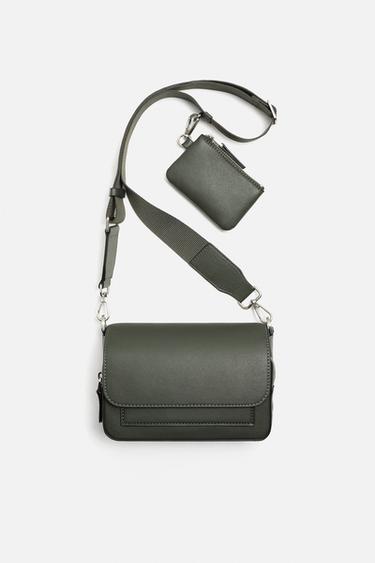 BOLSA A TIRACOLO COM TEXTURA - Verde da Zara - Imagem 0