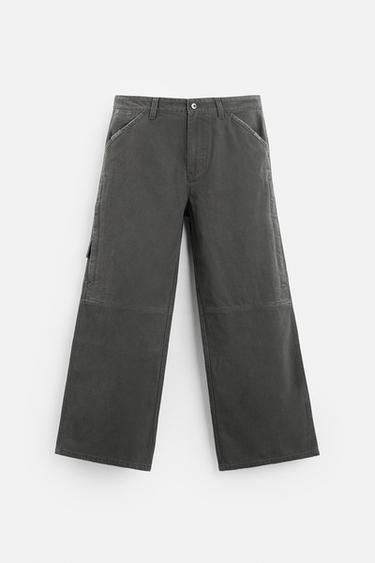 RELAXED FIT WASHED TROUSERS - Grey by Zara - Image 5