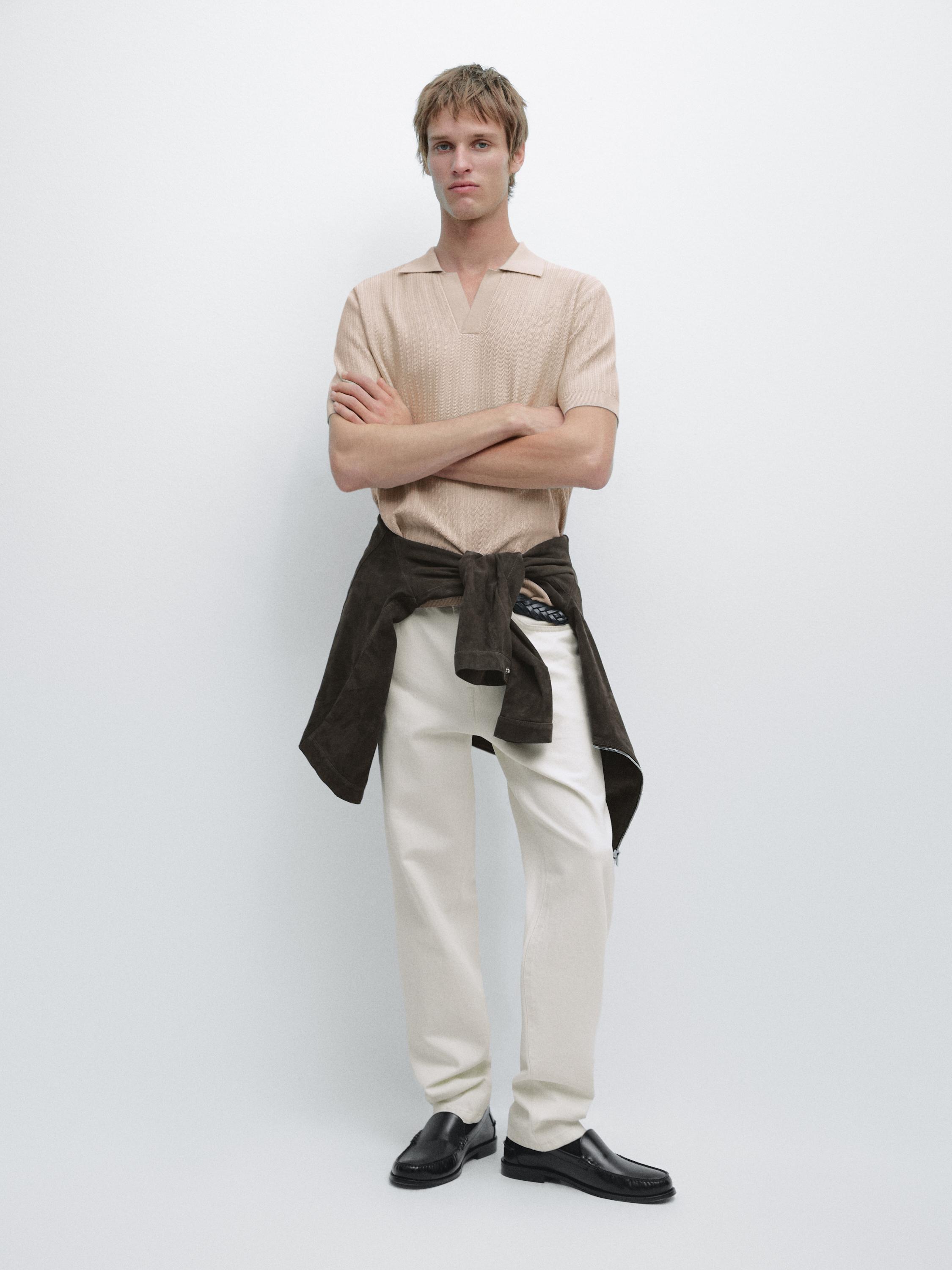 Pull polo en maille jacquard