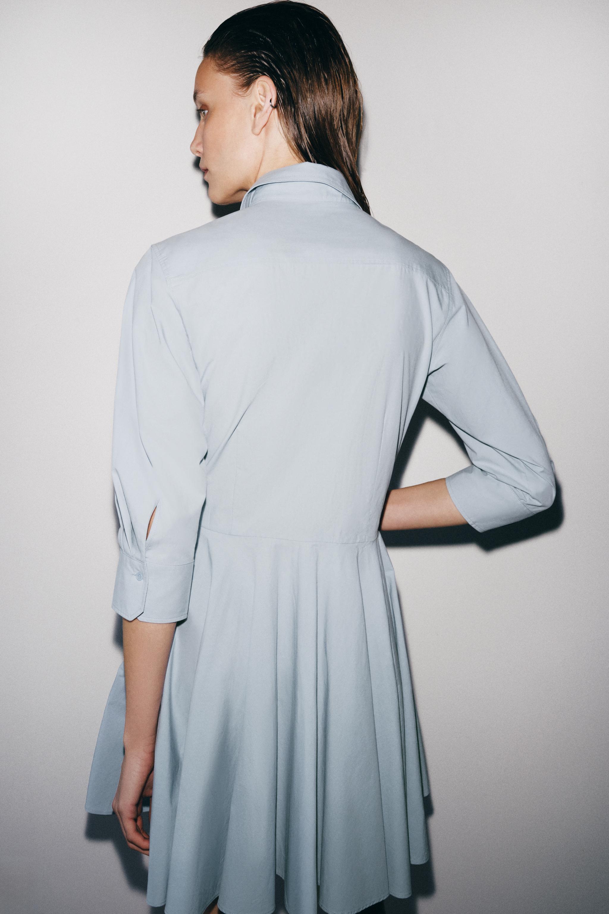 ZW COLLECTION PLEATED SHIRT DRESS - Light blue | ZARA United Kingdom ZW COLLECTION PLEATED SHIRT DRESS - Light blue | ZARA United Kingdom