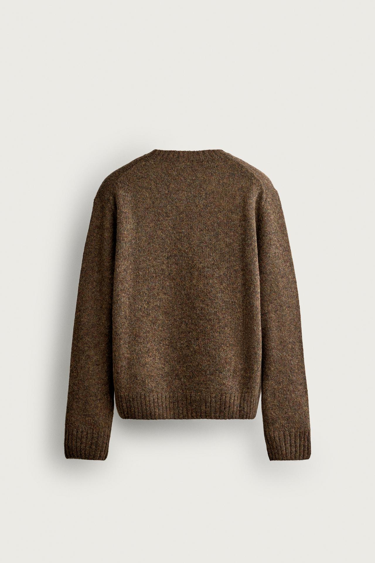 100% WOOL REGULAR FIT JUMPER — Dark khaki