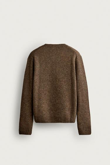 100% WOOL REGULAR FIT JUMPER — Dark khaki 2