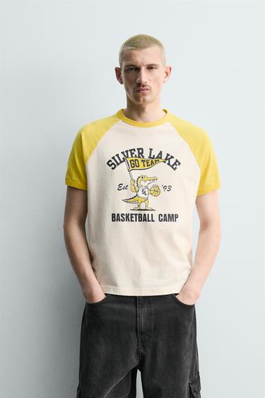 CAMISETA COM ESTAMPAS RETRÔ - Branco-marfim da Zara