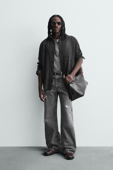 Zara FLOWY RELAXED FIT SHIRT - Dark gray