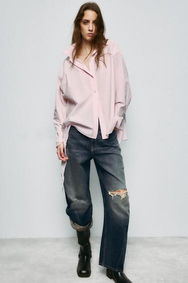 CAMISA OVERSIZE LAZADA - Rosa lavado de Zara