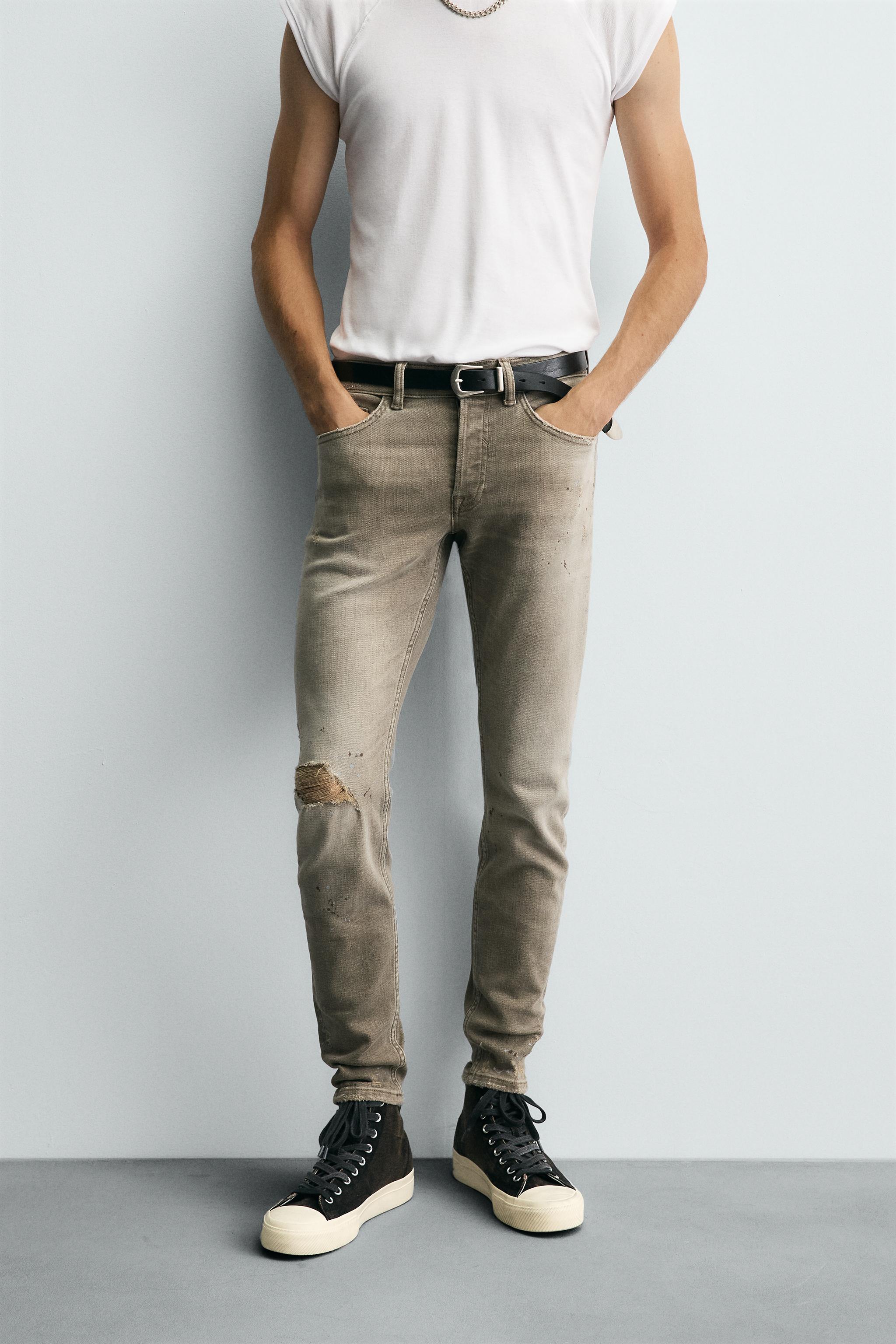 RIPPED SKINNY FIT JEANS Brown ZARA South Africa