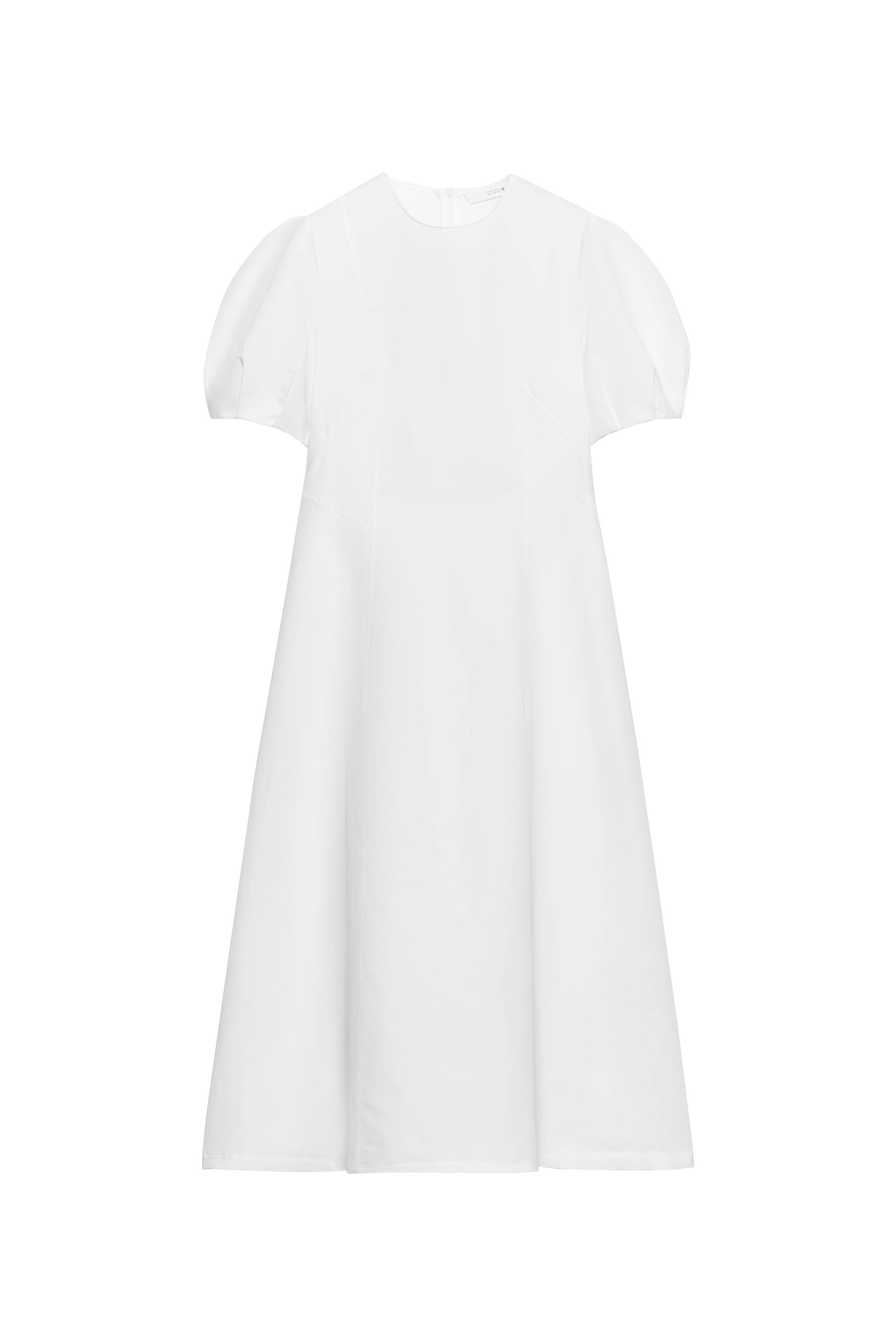 ZW COLLECTION LINEN BLEND MIDI DRESS - White | ZARA United States ZW COLLECTION LINEN BLEND MIDI DRESS - White | ZARA United States