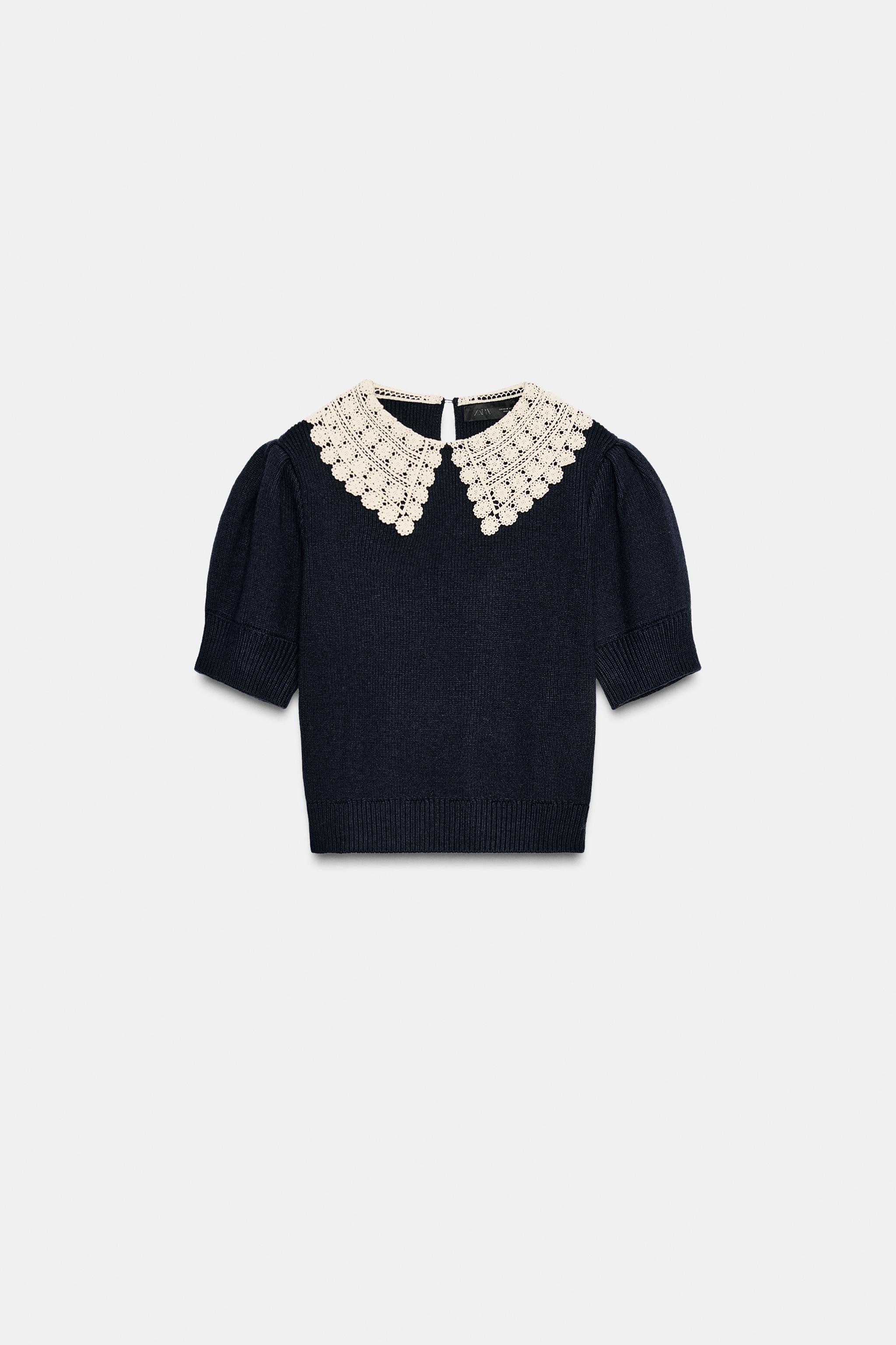 HAUT À MANCHES COURTES EN CROCHET