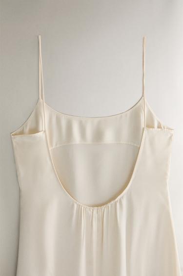 CHEMISE DE NUIT SOIE BEIGE - Écru de Zara - Image 4