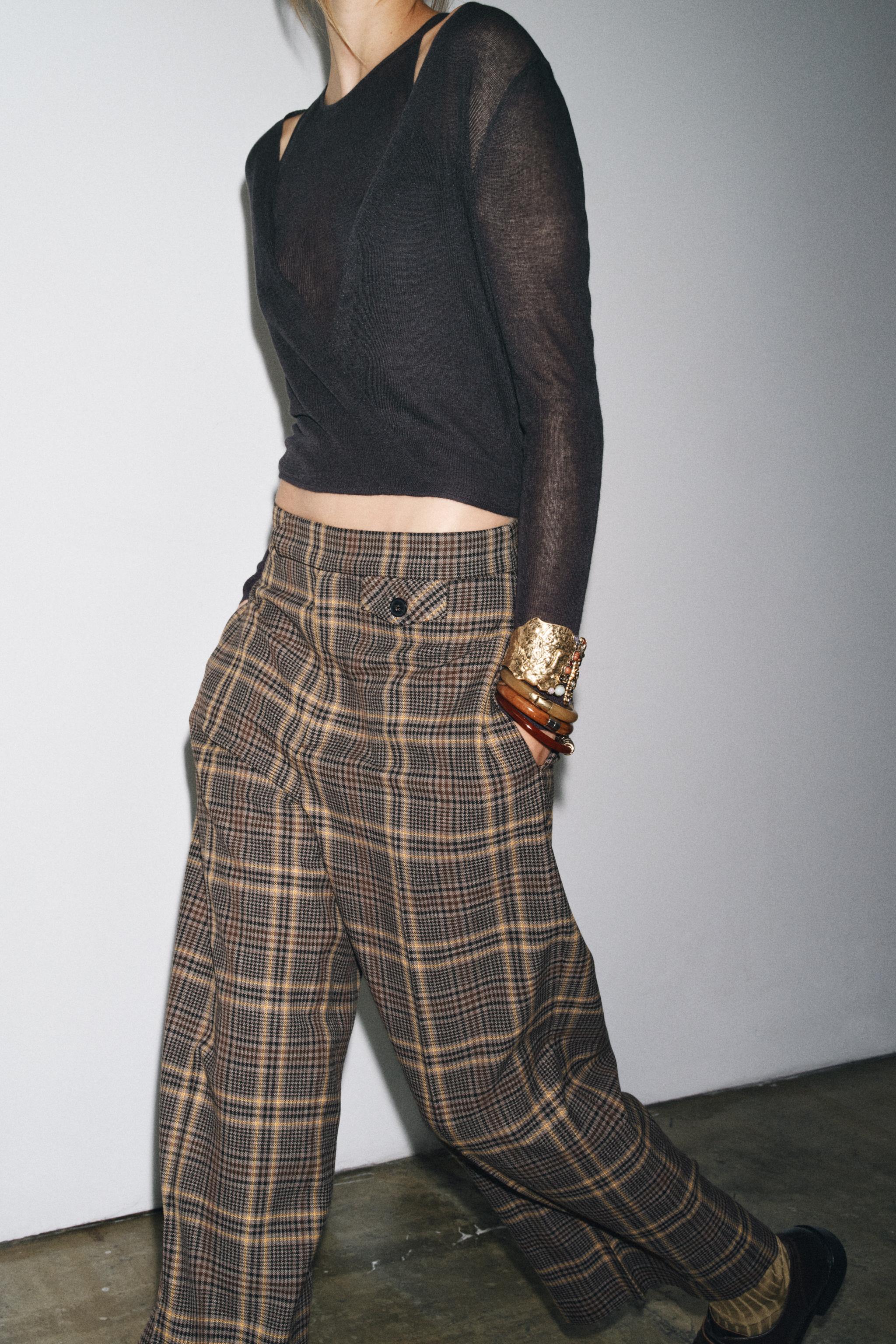 ラダー ZARA kare ZW COLLECTION PLAID ANKLE PANTS - Multicolored | ZARA United