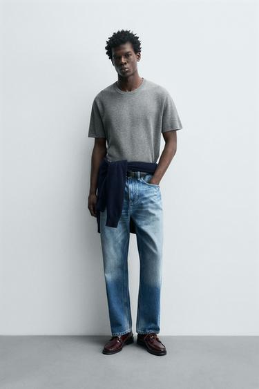 CAMISETA PUNTO RELAXED FIT - Gris vigoré de Zara - Imagen 0