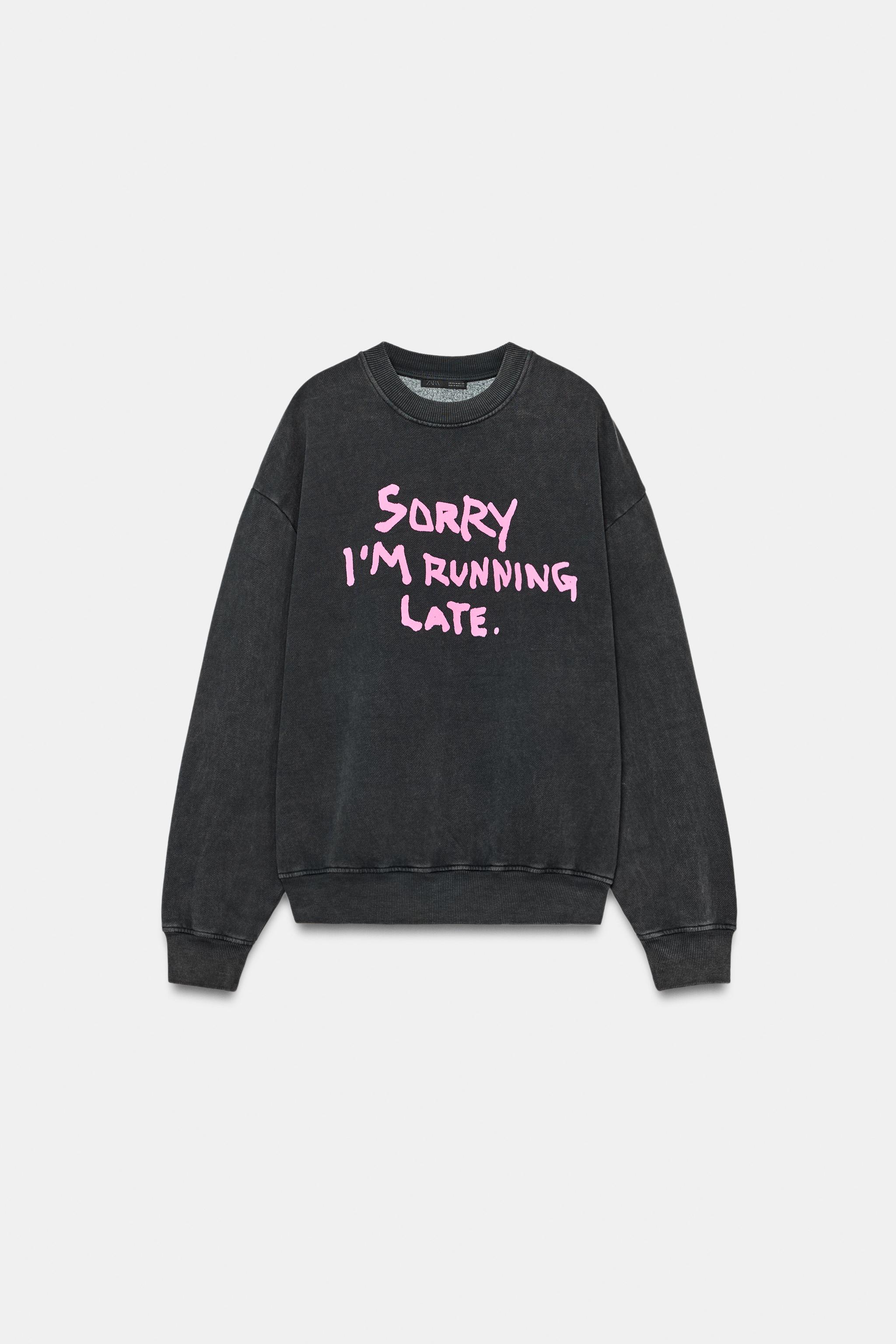 WASHED EFFECT TEXT SWEATSHIRT