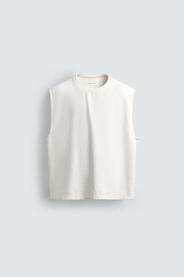 DENIM TANK TOP - Oyster-white by Zara - Image 0