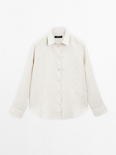 Zara Flowing 100% linen shirt - Stone