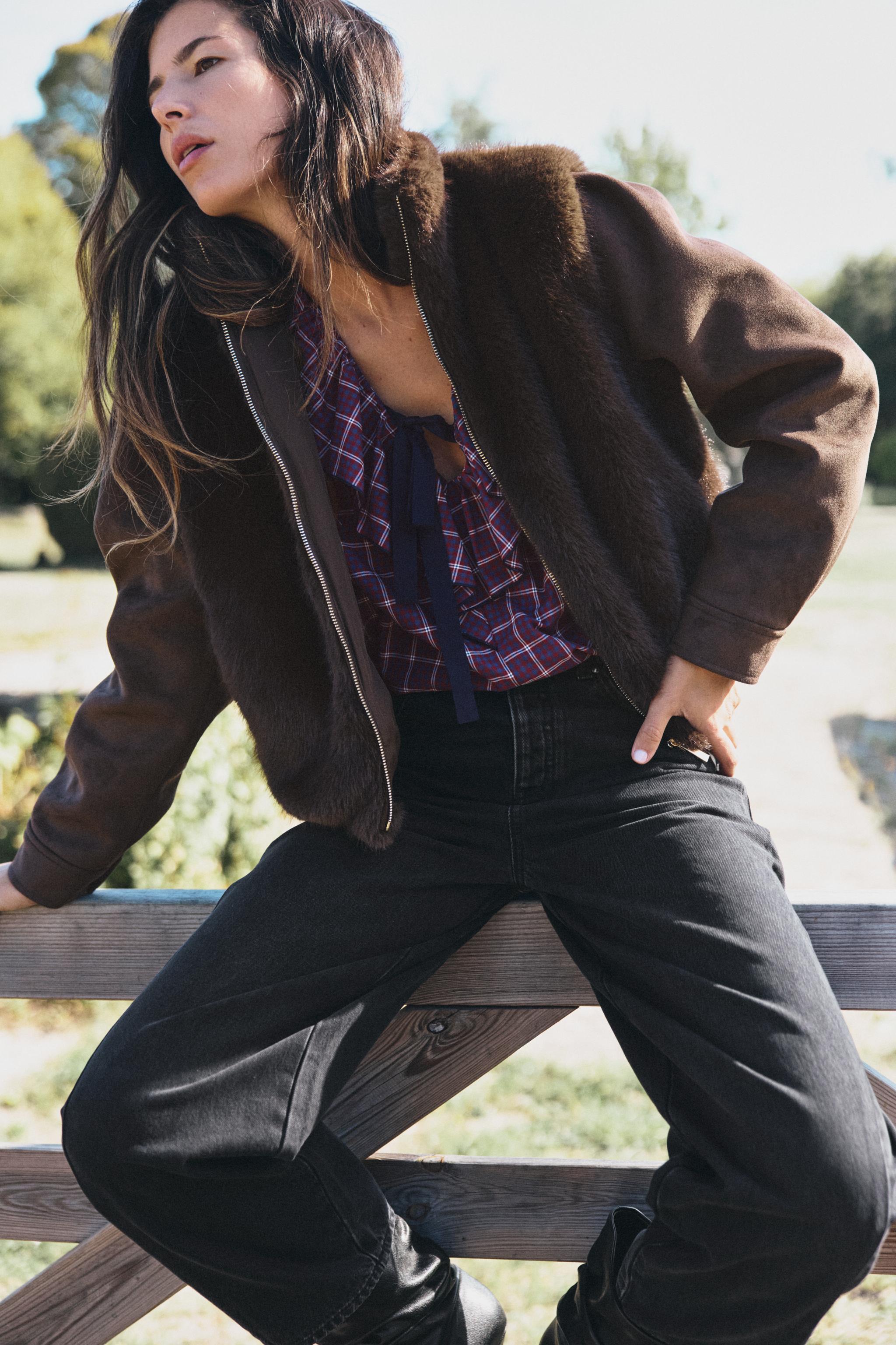 COMBINED FAUX FUR EFFECT JACKET