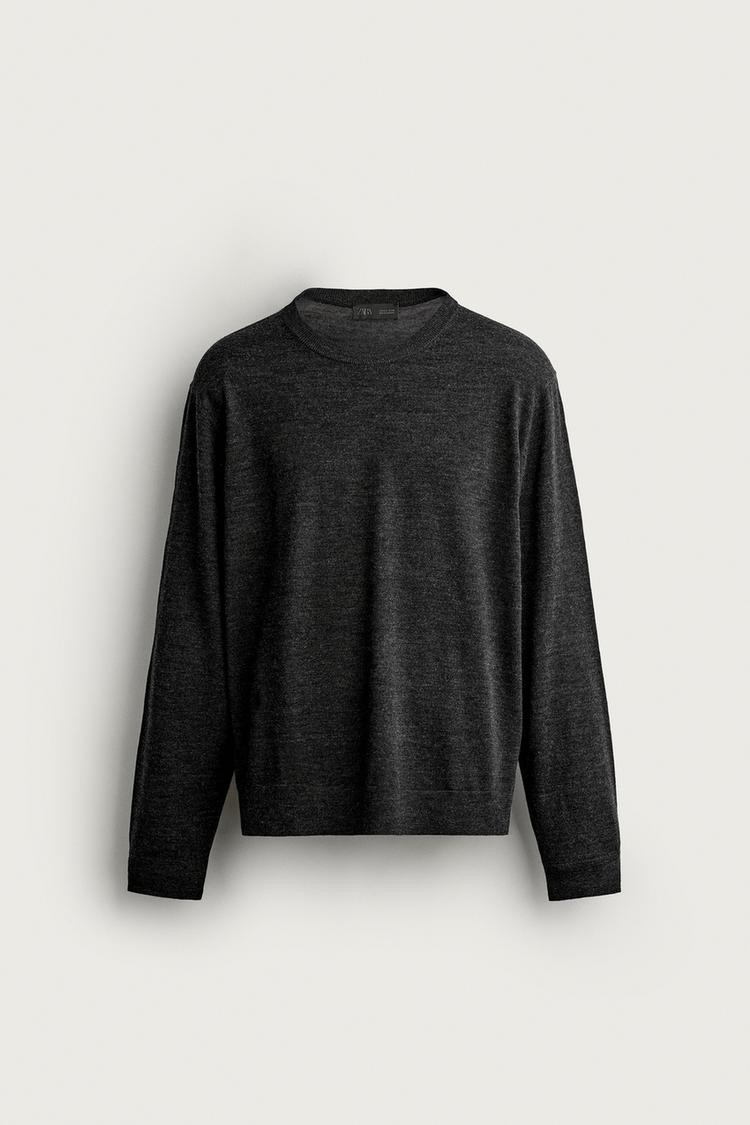 100% WOOL REGULAR FIT JUMPER — Anthracite grey