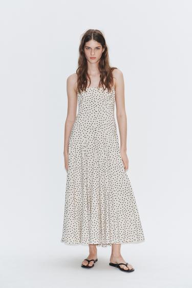 MIDI HALTER NECK DRESS WITH DOTS - Black / White by Zara