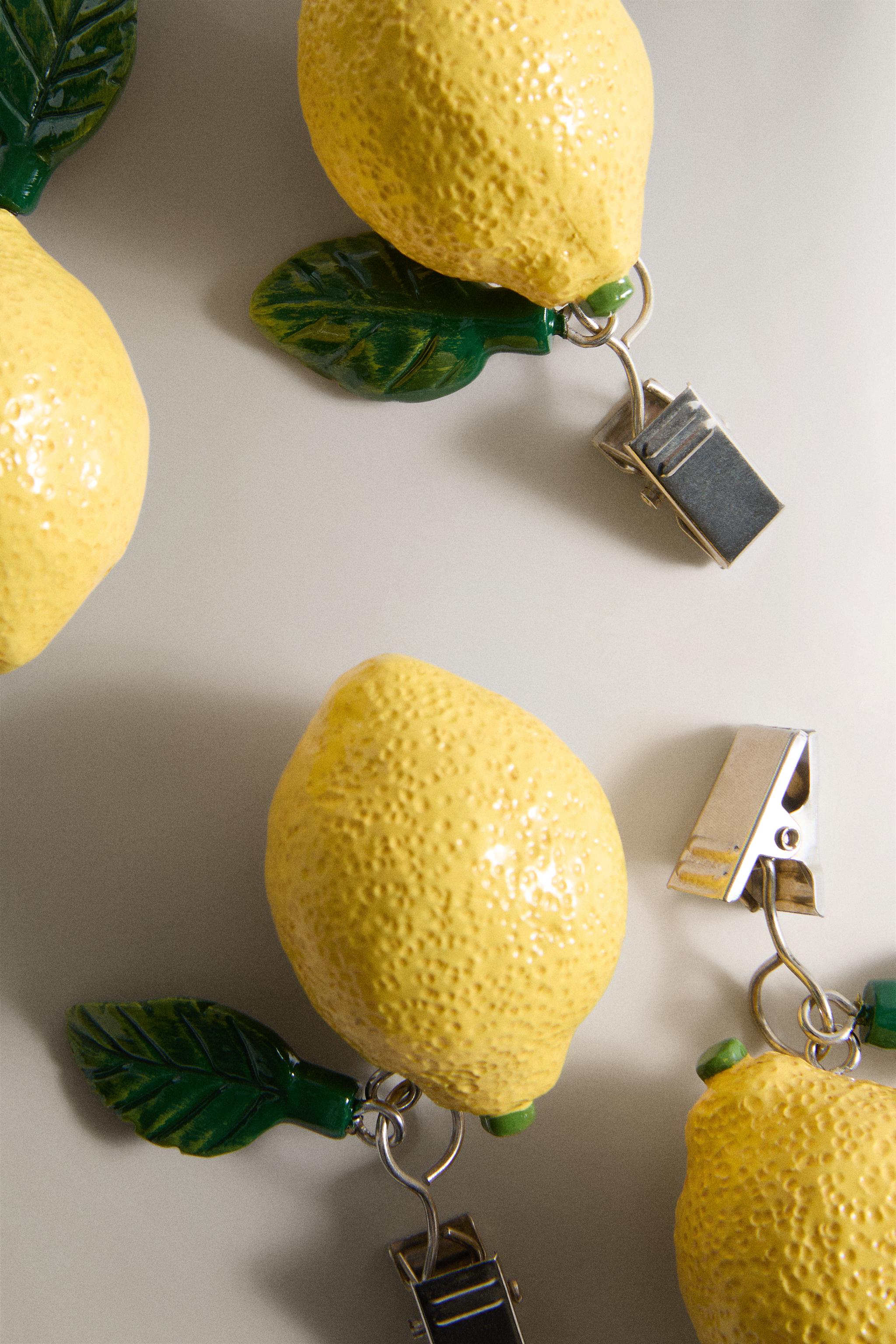 LEMON TABLECLOTH CLIPS (SET OF 4) — Yellow (alternate view)