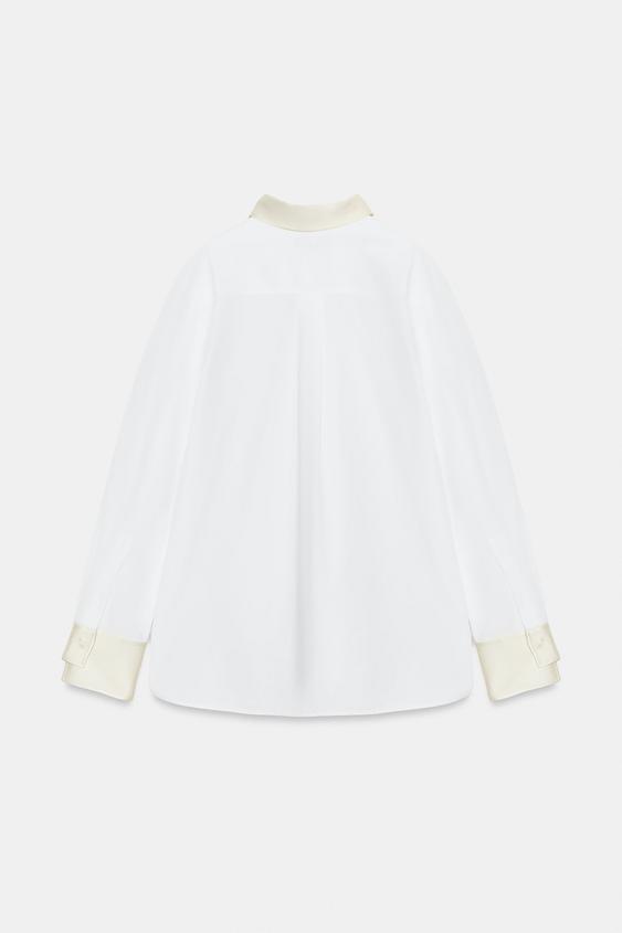 CHEMISE EN POPELINE BIMATIÈRE ZW COLLECTION - Blanc de Zara - Image 6