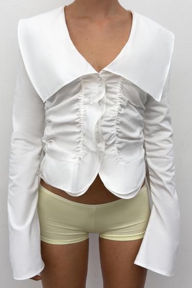 CHEMISE VOLANTS BIMATIÈRE - Blanc de Zara - Image 1