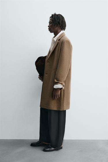 REGULAR FIT WOOL COAT - Mink by Zara