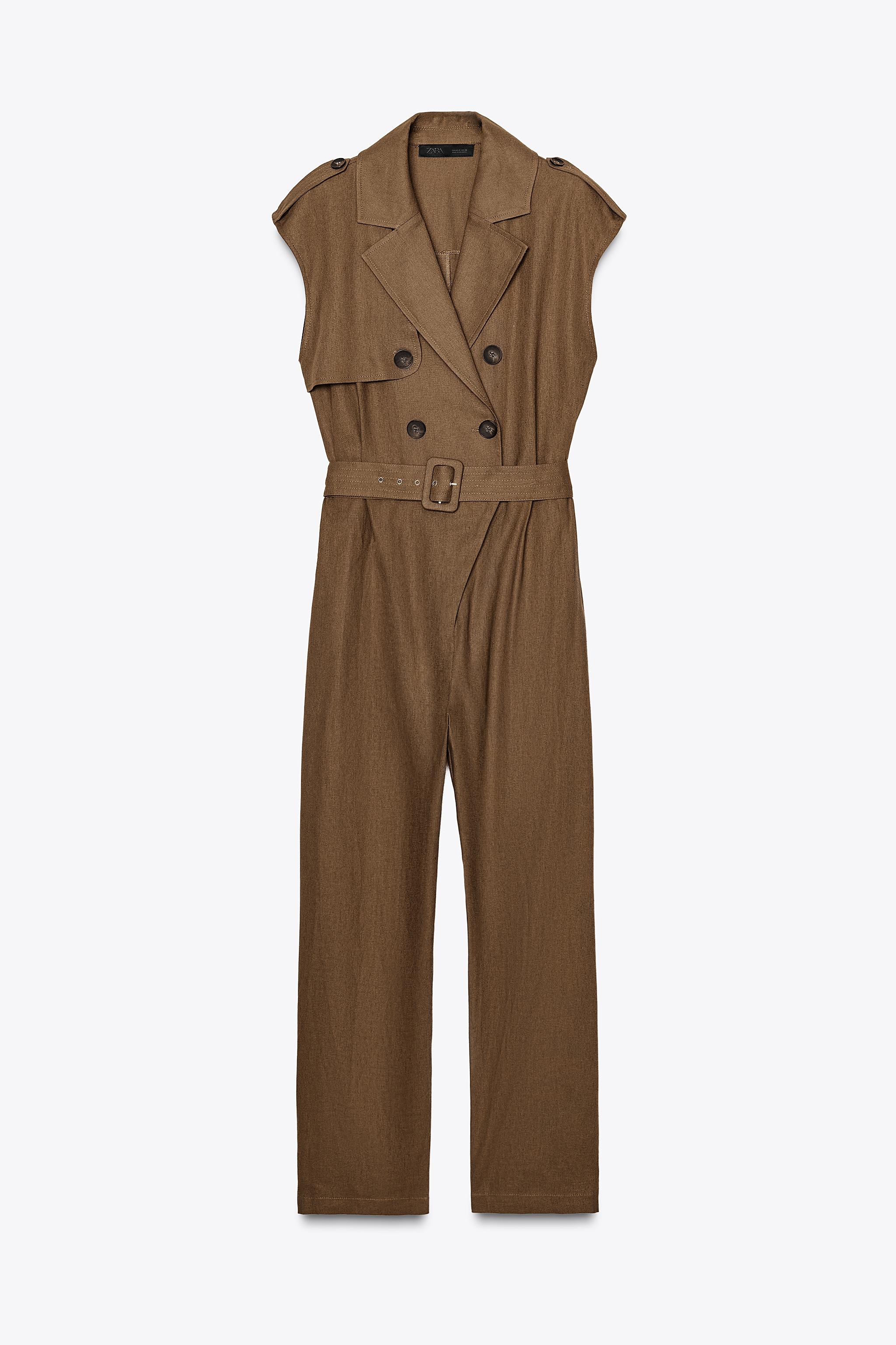 ベルト付きリネンロングジャンプスーツ - タフィー | ZARA Japan