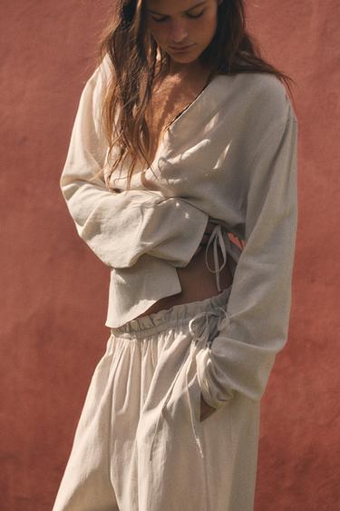 CHEMISE KIMONO CACHE-CŒUR - Écru moyen de Zara - Image 2