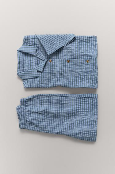 3-6 YEARS/ CHECK SHIRT AND BERMUDA PYJAMAS - Blue by Zara