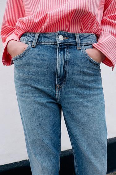 JEAN Z1975 MOM FIT TAILLE HAUTE RAYURE REPASSÉE - Bleu moyen de Zara - Image 3