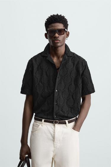 CAMISA JACQUARD TEXTURA - Negro de Zara